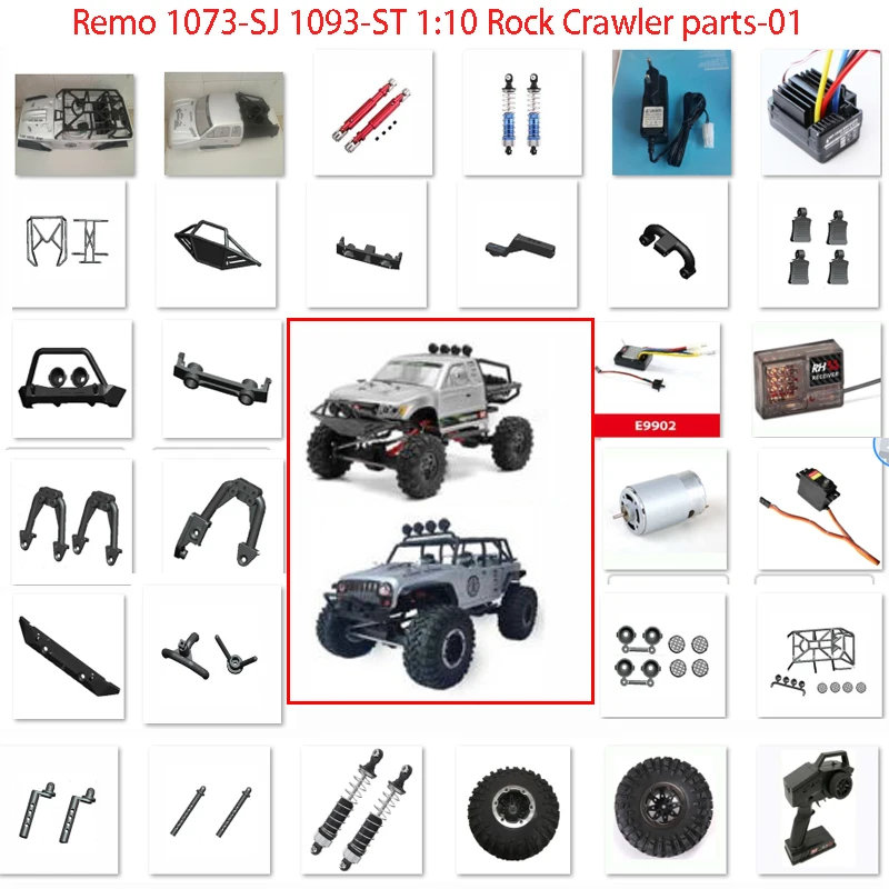 Remo hobby-camión todoterreno de juguete, piezas de carreras 4WD, servomotor ESC, montable, León simulado, 1:10, 1073-SJ 1093-ST