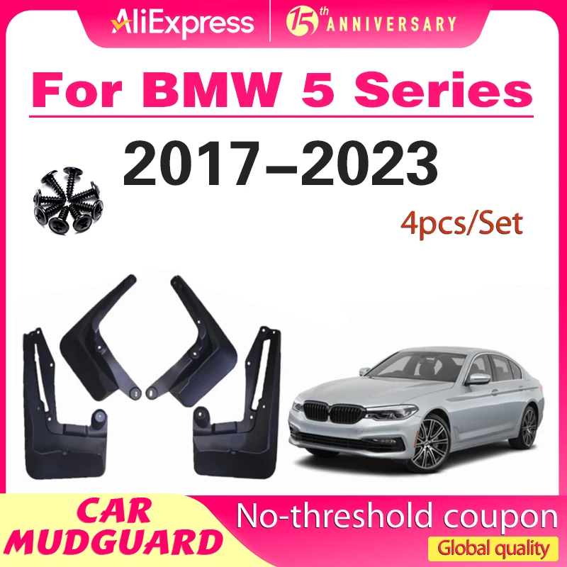 

4Pcs Molded TPO Mud Flaps For BMW 5 Series G30 G31 Sedan Saloon Touring 2017 - 2023 Splash Guards Mudguards Front Rear 2018 2019