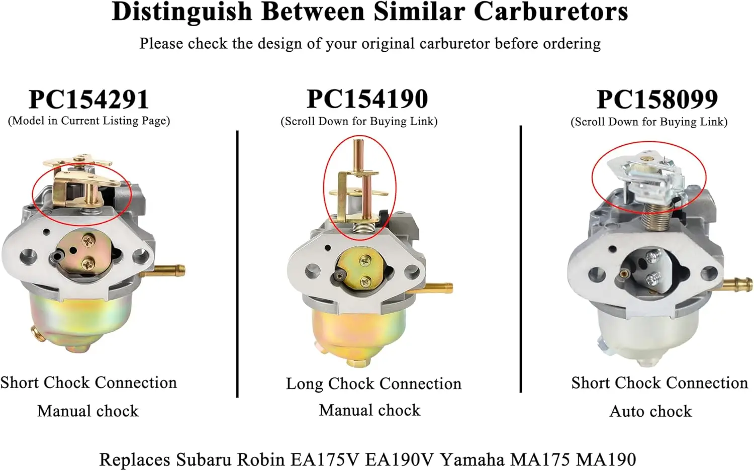 OEM EA175V EA190V Carburetor for Subaru Robin EA190V 2700PSI 3100PSI Pressure Washer Yamaha MA175 MA190 Pressure Washer
