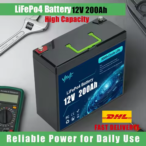 LiFePO4 12V 200Ah🐚Battery Integrated BMS,8000+Cycles, Designed for Solar💥Storage, Campers, Boats &amp; Off-Grid Living Spaces