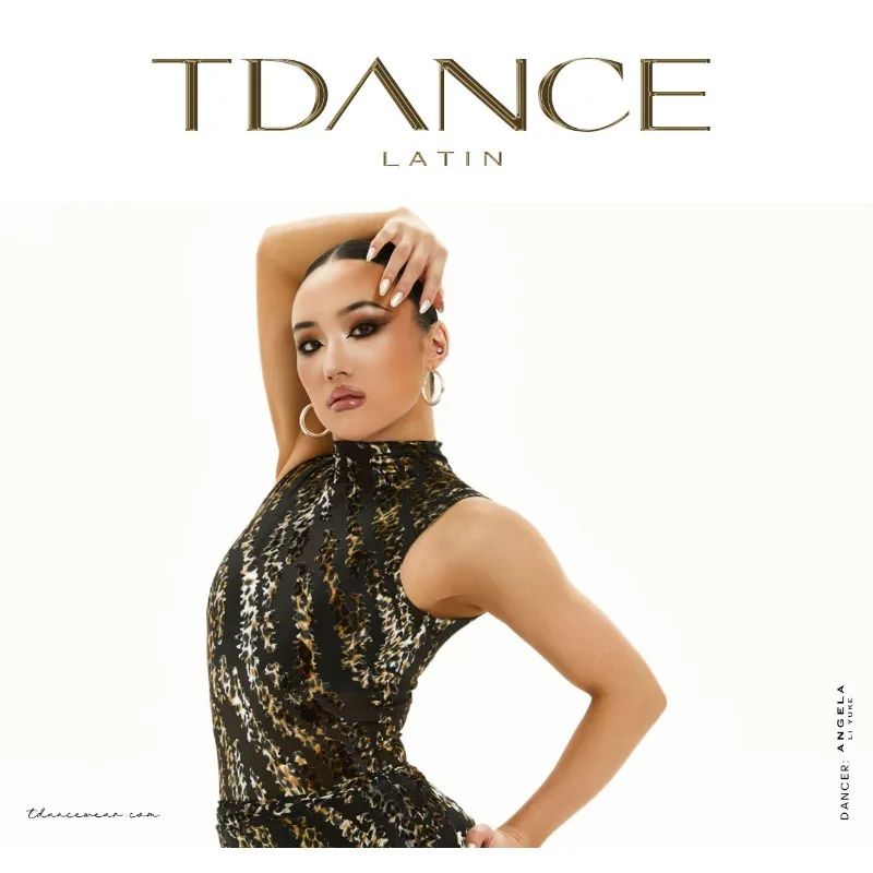 فستان ممارسة الرقص اللاتيني TDANCE مخصص [تنورة بحزام من الدانتيل] فستان فئة المنافسة للأداء للسيدات البالغات GL-91