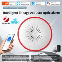 Tuya-alarma de sirena inteligente Zigbee, WiFi, altavoz de 100db, Detector de alerta de luz y sonido, Control por aplicación, funciona con Alexa para seguridad del hogar