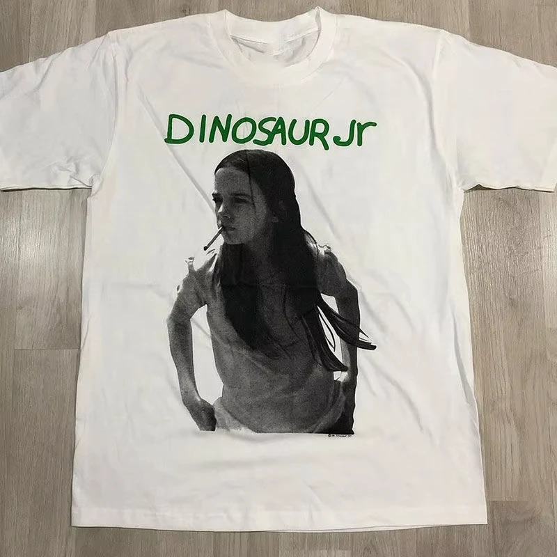 Camiseta Dinosaur Ii Rock Band Hip Hop Américain À Manches Courtes De Marque Tendance Imprimé En Coton