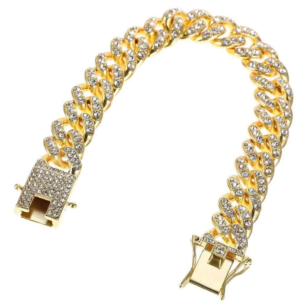 

Dog Leash Collar Gold Chain Stylish Pet Collars Link Oval Delicate Zinc Alloy Portable