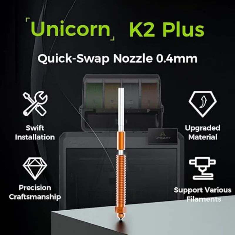 Creality K2/K2Plus/Hi Combo Nozzle Quick-Swap Nozzle Kit  Hardened Steel All-metal Desig with0.2/0.4/0.6/0.8/1.0mm for 3DPrinter