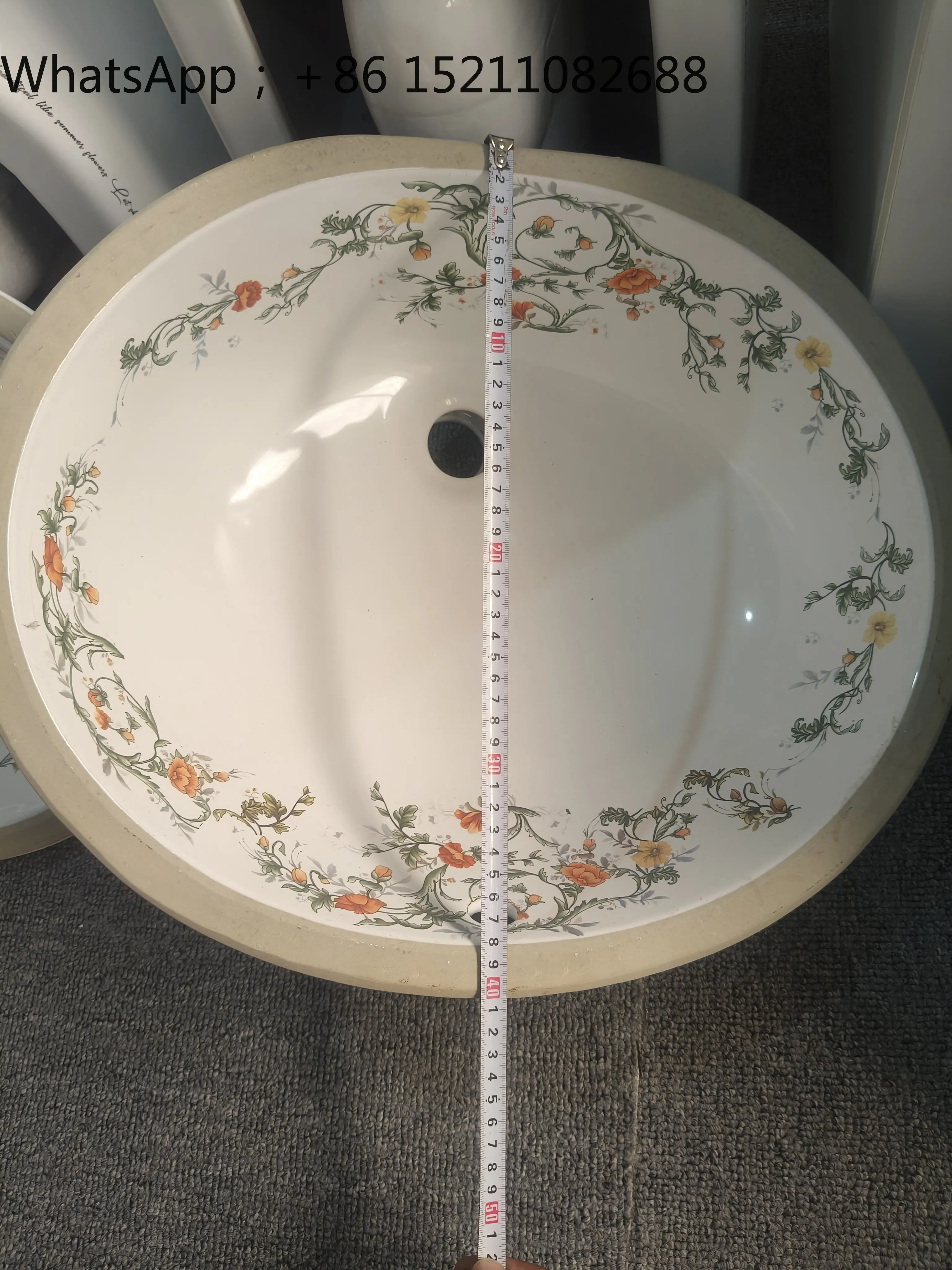 SCY light luxury high sense retro sticker flower pot oval ceramic washbasin embedded hand washbasin
