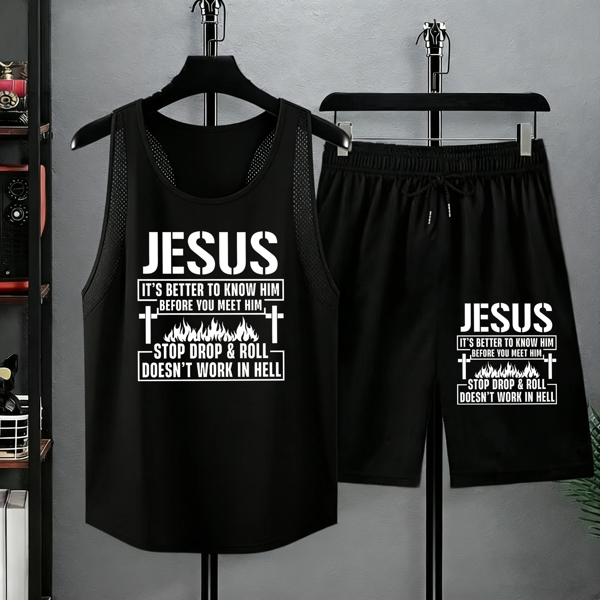 

You Need To Understand Jesus Prints Summer Man Loose Daily Short Pants Jogging Lightweight Tank Top Set Casual Shorts Soft Vest