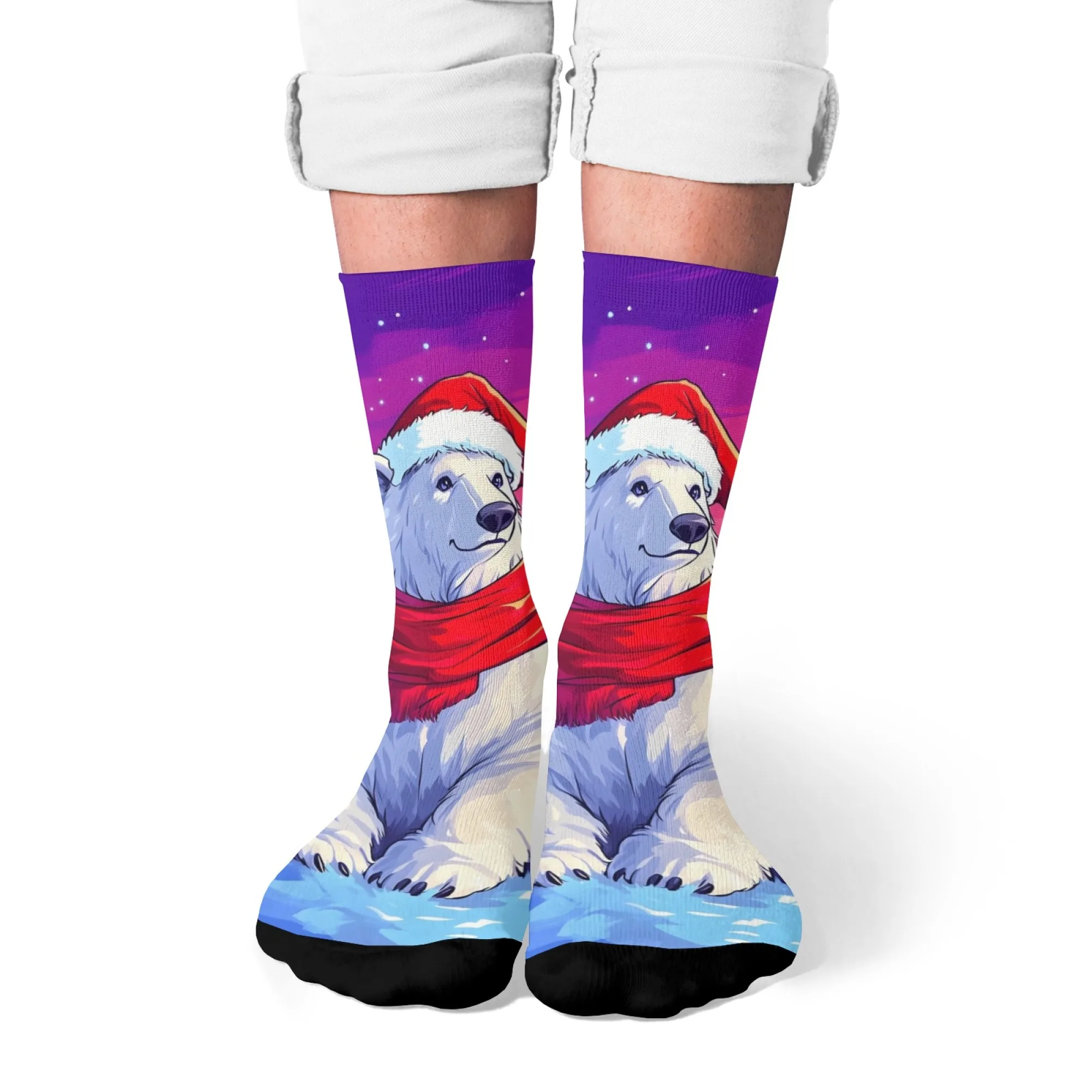 Weihnachten Eisbär Niedliche Cartoon Socken Lässige Mode Herrensocken Harajuku Stil Neuheit Lustige Crew Socken Urlaub Party Geschenk