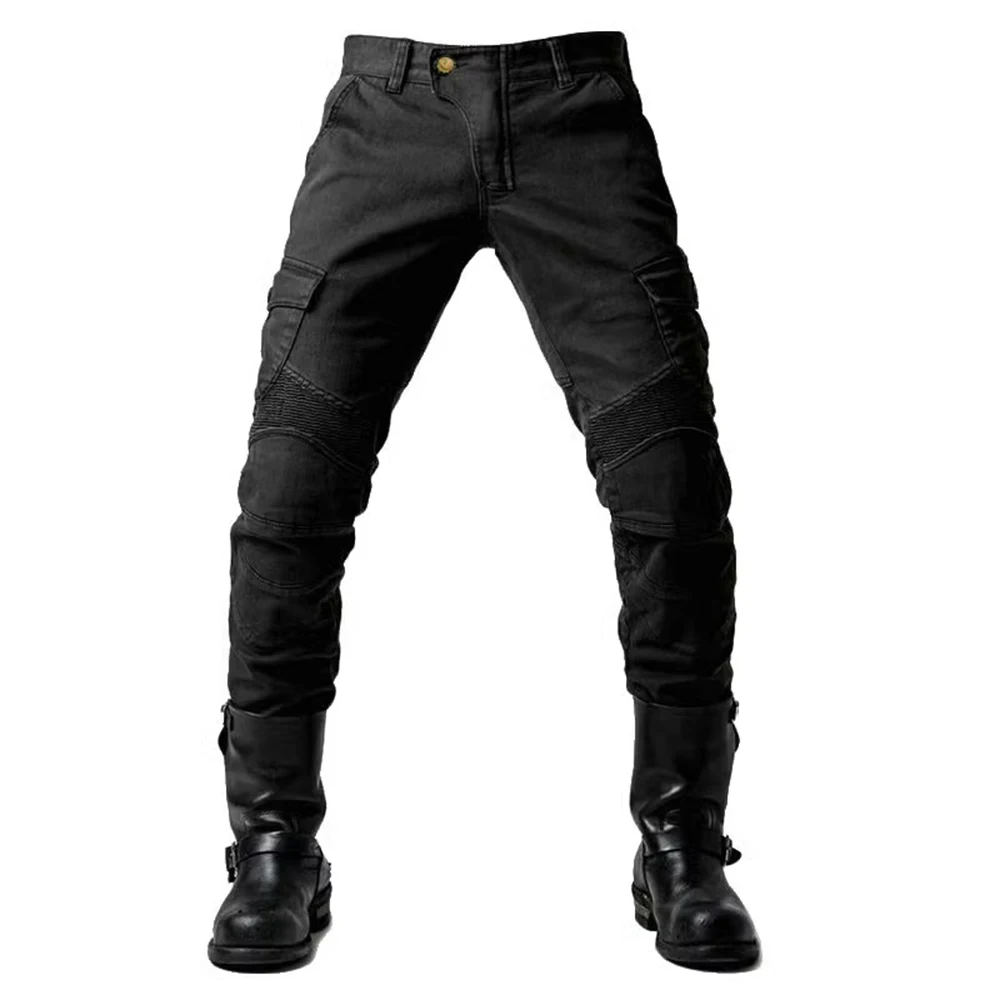 2024 New Motorcycle Black Men Fashion Pants Upgrade Extension Protector Detachable Racing Road Rider Four Seasons Casual Jeans