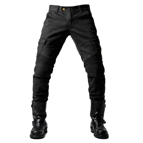 Imagen 2 del producto Pantalones negros de moda para hombre, Protector de extensión mejorado, pantalones vaqueros informales desmontables para ciclista de carreras y carretera, novedad de 2024