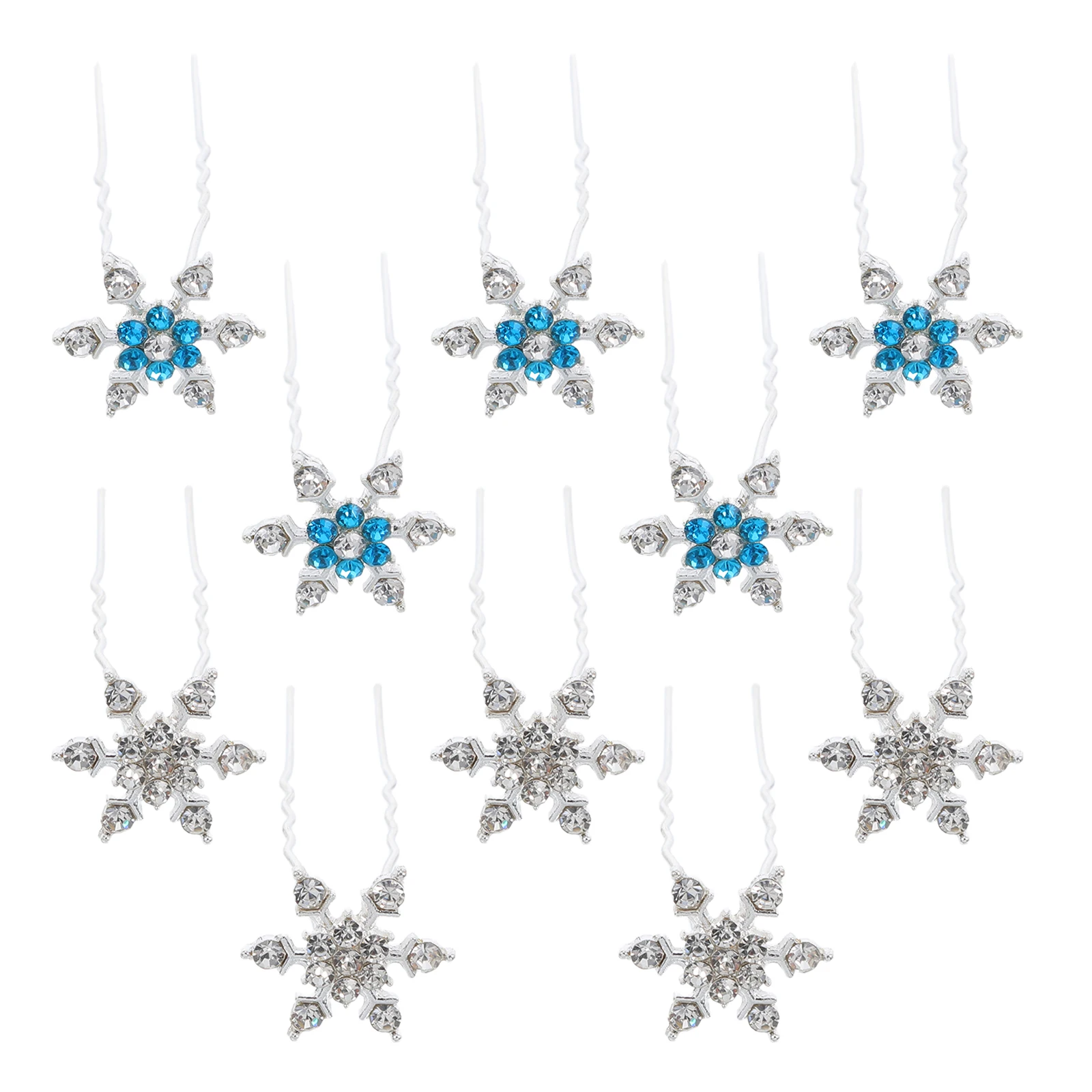 

10 Pcs Christmas Snowflake Hairpins Hanfu Bridal Accessories Japanese Chopsticks Flash