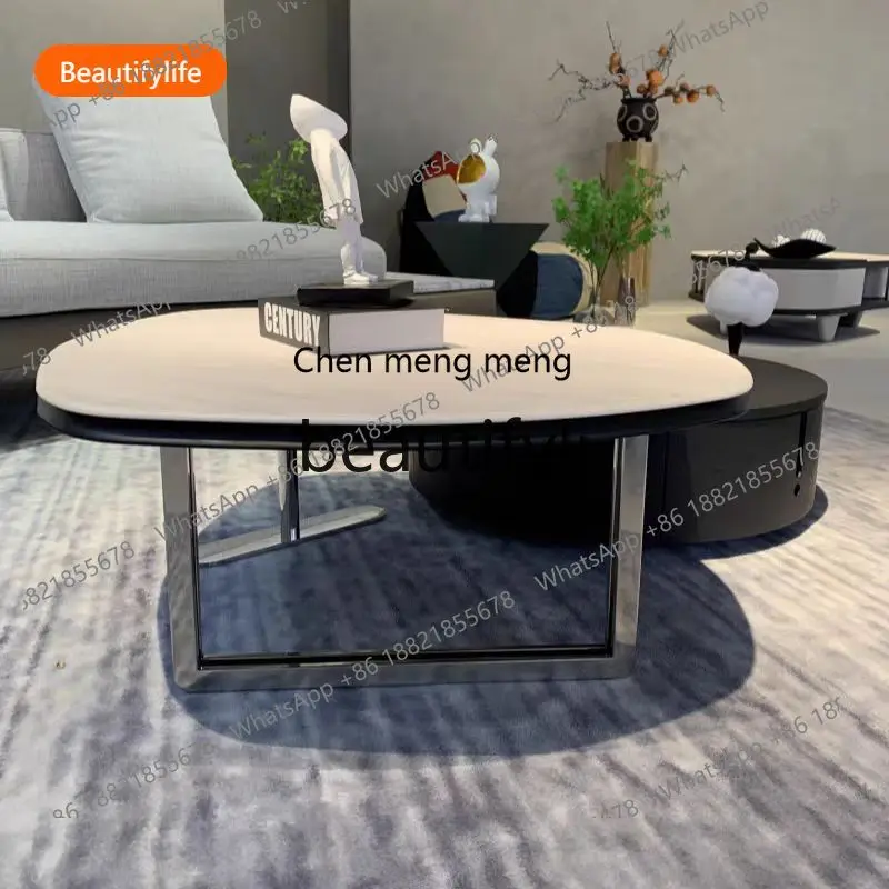 2003 Modern supercrystalline stone round coffee table combination living room tea table designer retro small round table