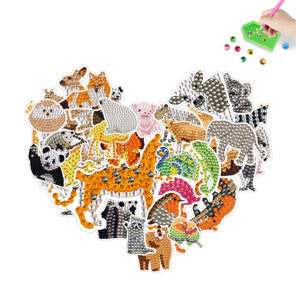 

Cartoon Animal Diamond Painting Kit DIY Embroidery Sticking Drills Handiwork Enthusiasts Schoolbag Decoration Gift Ideas
