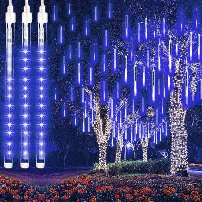 Guirxiété lumineuse de douche de météores pour la décoration extérieure, éclairage de vacances à LED, arbre, rue, jardin, mariage, Noël, prise UE et US