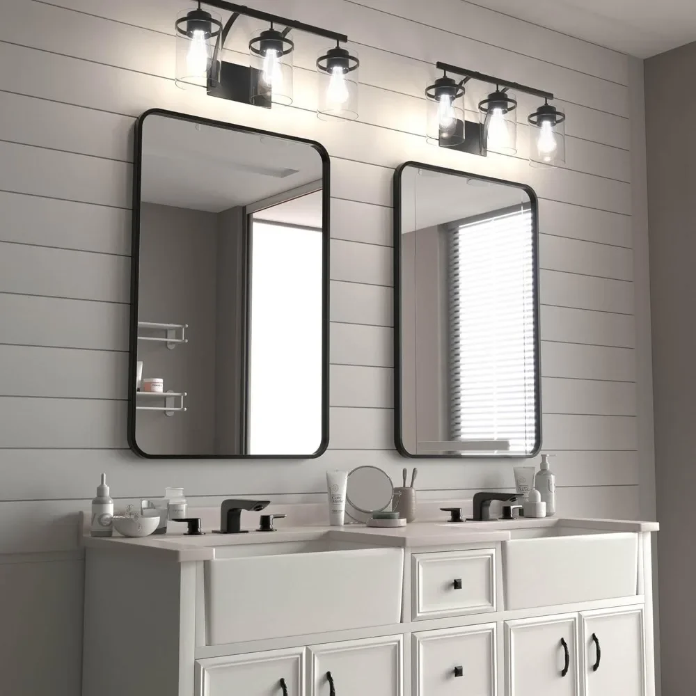 2-Pack Bathroom Mirrors 24x36 Inch  Frame Mirror Bathroom, Bathroom  Over Sink, Black Rectangle  Wall, Anti-Rust Vanity Mirror