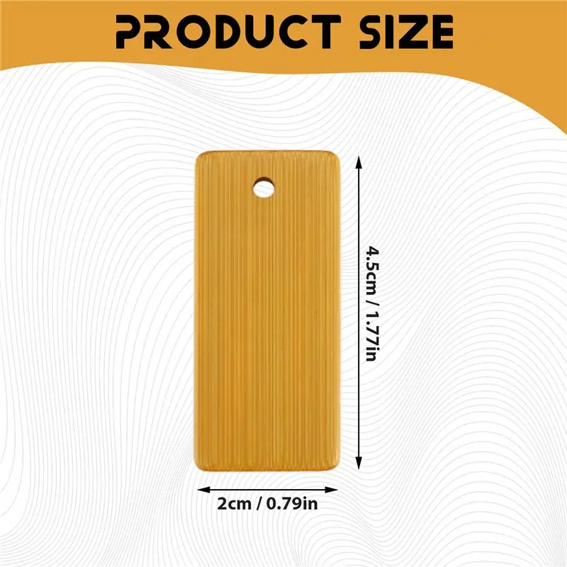 1 Apr.100Pcs 45X20mm Bamboo Tags For Keychain Rings, Bamboo Unfinished Wood Key Ring Tag