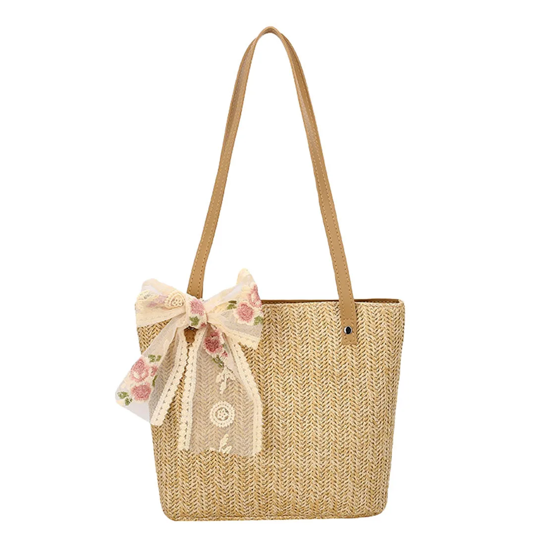 

Fashion Large Capacity Women Casual Straw Woven Shoulder Bag Handmade Summer Beach Travel Holiday Women Tote Bags 2024 Hot