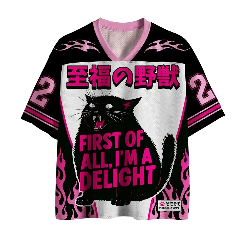 2026 New Summer Men's Japanese Style Trendy V-neck Football Shirt Fashion Top Outdoor Sports Loose Leisure Quick Drying T-shirt