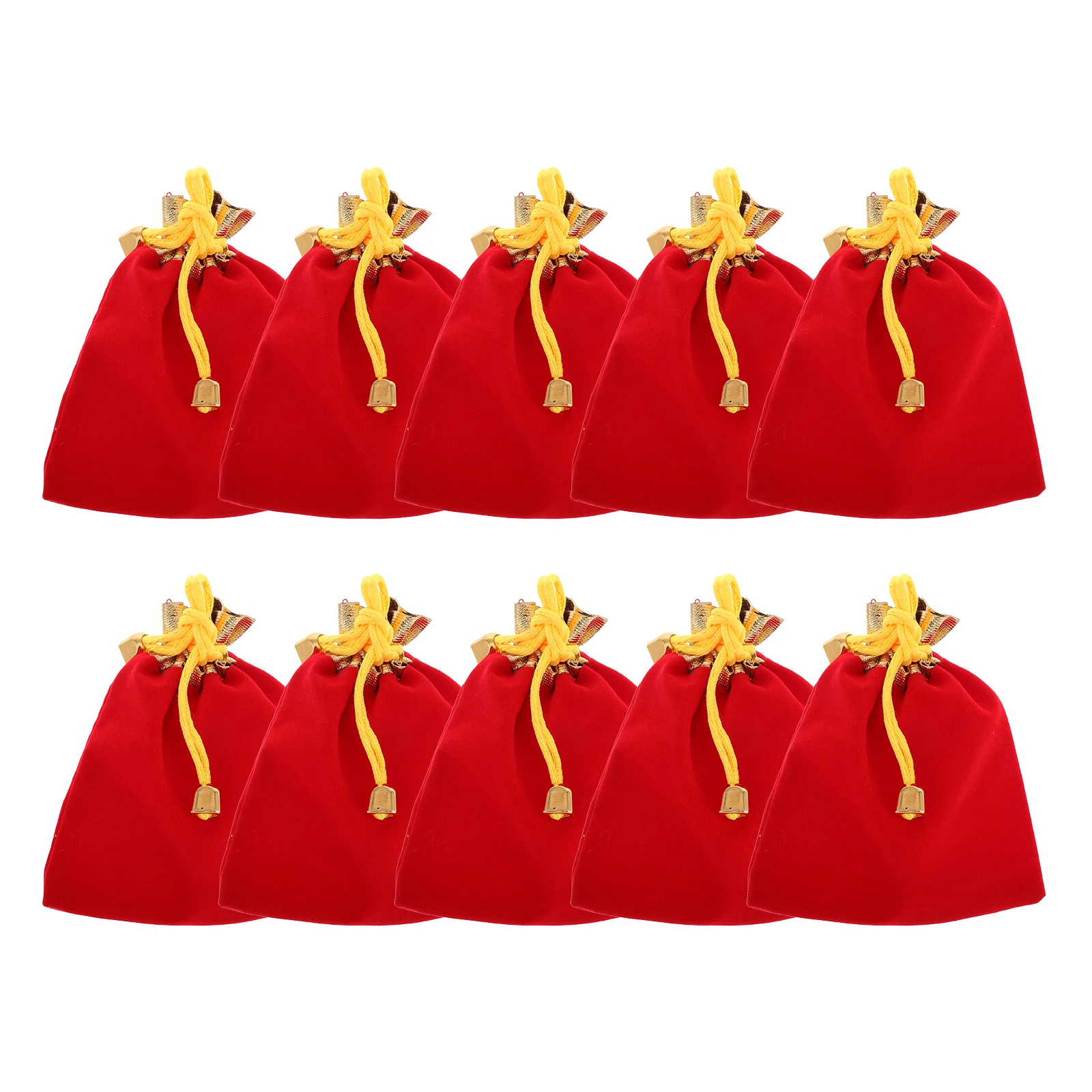 

10pcs Drawstring Pouch Red Small Jewelry Bags For Makeup Accessories Storage Travel Organizer Miniature Pouch