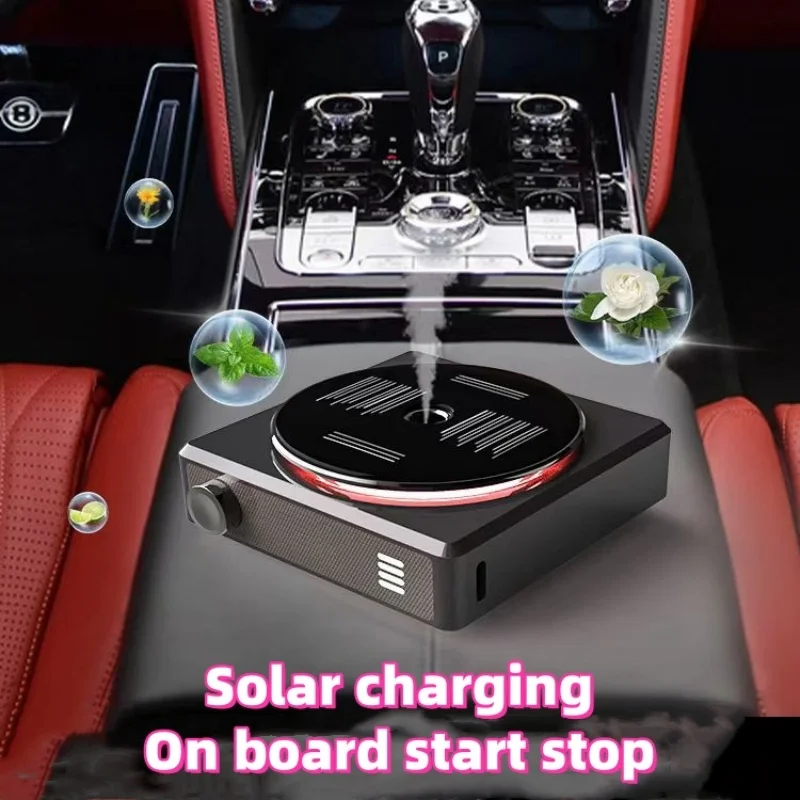 Intelligent car mounted aromatherapy machine solar energy atmosphere light spray perfume starts and stops with the car interior