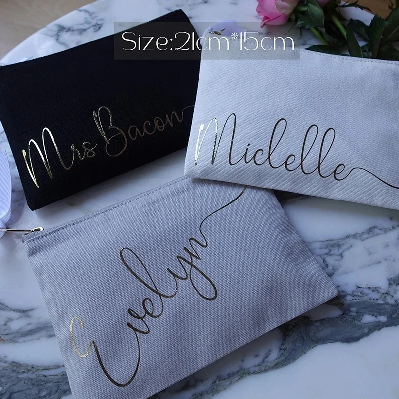 Personalized Makeup Bag Bridesmaid Gift Travel Makeup Clutch Bachelorette Party Favors Bridal Shower Proposal Birthday Gift