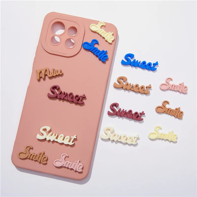 Sweet Smile Letter Flatback Resin Cabochons Mobile Phone Shell Materials Scrapbooking Hair Accessorie Craft Embellishments