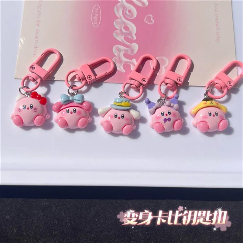 Kawaii Sanrio Keychain Cute Hello Kitty Kuromi Doll Keyrig Pink Cinnamoroll Pompom Purin Pendant Keychains Kids Christmas Gifts