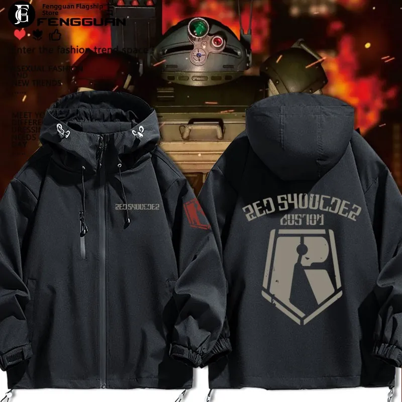 

Куртка-жакет Spring Autumn Jaet Coat Red Shoulder T Joint Version Armored Cavalry VOS, повседневная верхняя одежда с длинными рукавами и застежкой-молнией
