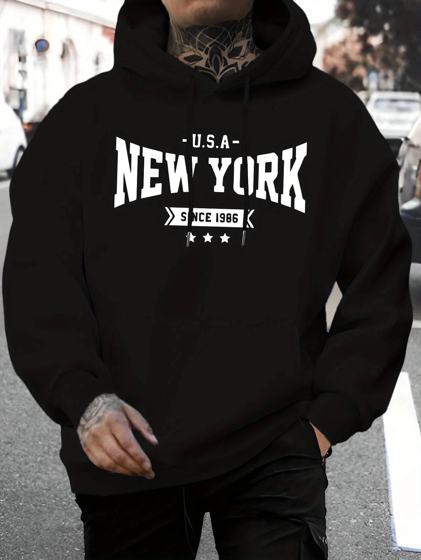 Sudadera con capucha con estampado de letras de Nueva York para hombre y mujer, ropa deportiva informal holgada y cálida para Fitness al aire libre, Otoño e Invierno