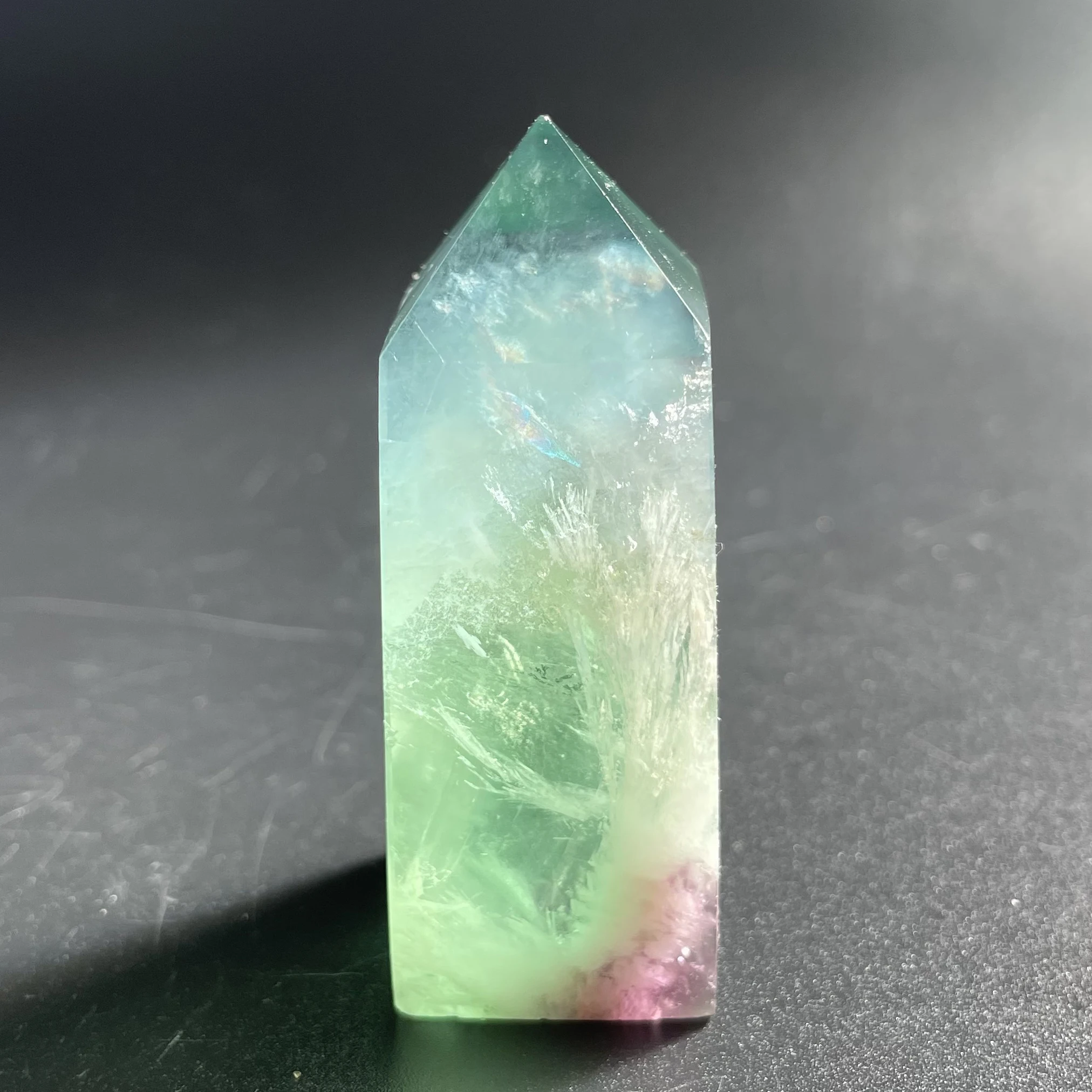 Natural Stone Feather Fluorite Wand Point Decoration Polished Quartz Crystal Tower Reiki Healing Obelisk