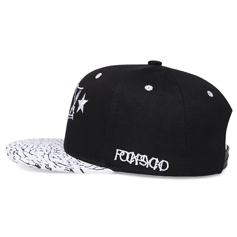 Five-pointed star embroidered flat brim baseball cap for men and women, casual hip-hop cap for outdoor sports events, trendy