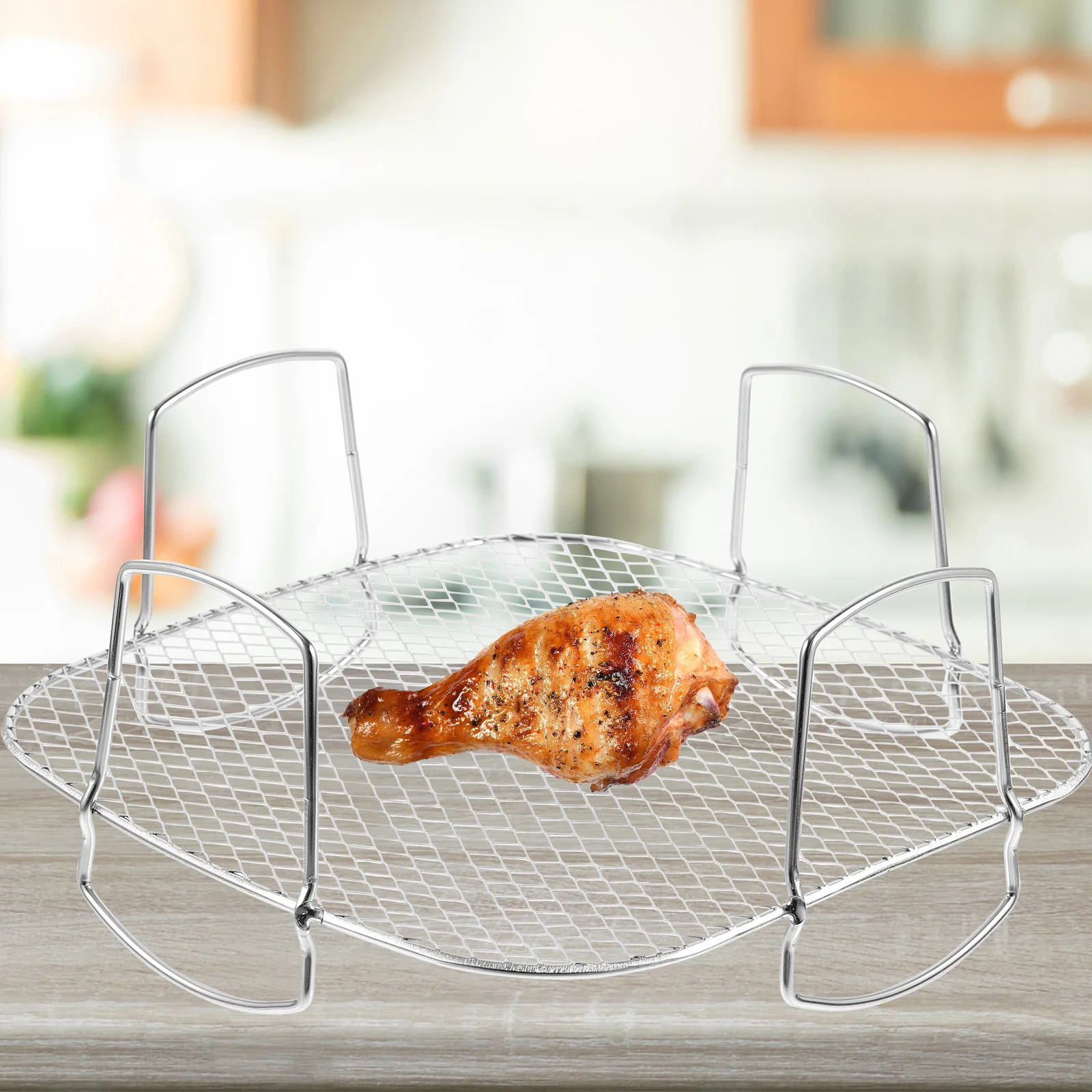 

Air Fryer Stainless Steel Grilling Rack Heat Resistant Cooking Rack Multi Purpose for Frying Baking Steaming Air Fryer Accessory