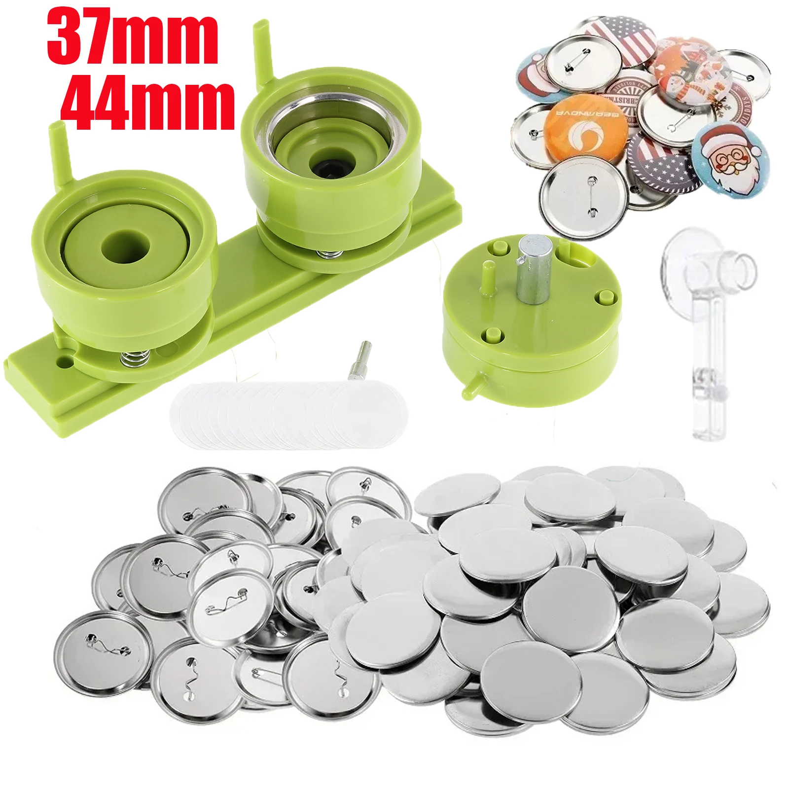 

37 мм 44 мм машина для изготовления значков с пуговицами, сменная форма для штамповки круглого значка с 100 шт., детали для пуговиц, резак для бумаги