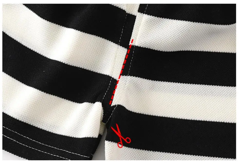 Neues koreanisches Kinder-Set für Jungen und Mädchen, Sommer-Set mit gestreiftem Rundhalsausschnitt, Revers, kurzen Ärmeln und Shorts, lässiges zweiteiliges Set – Detail 13