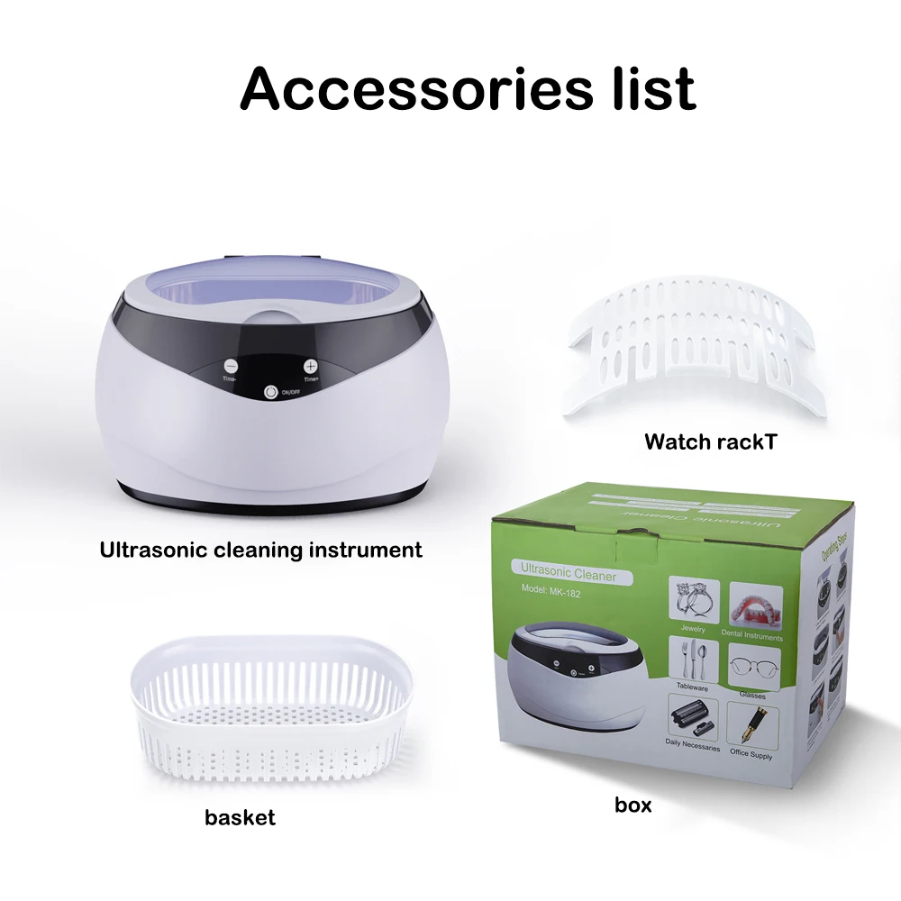 650ML Household Ultrasonic Cleaner 40KHz High Frequency Touch Operation Ultrasound Washing for Watches Jewelry Glasses Razor