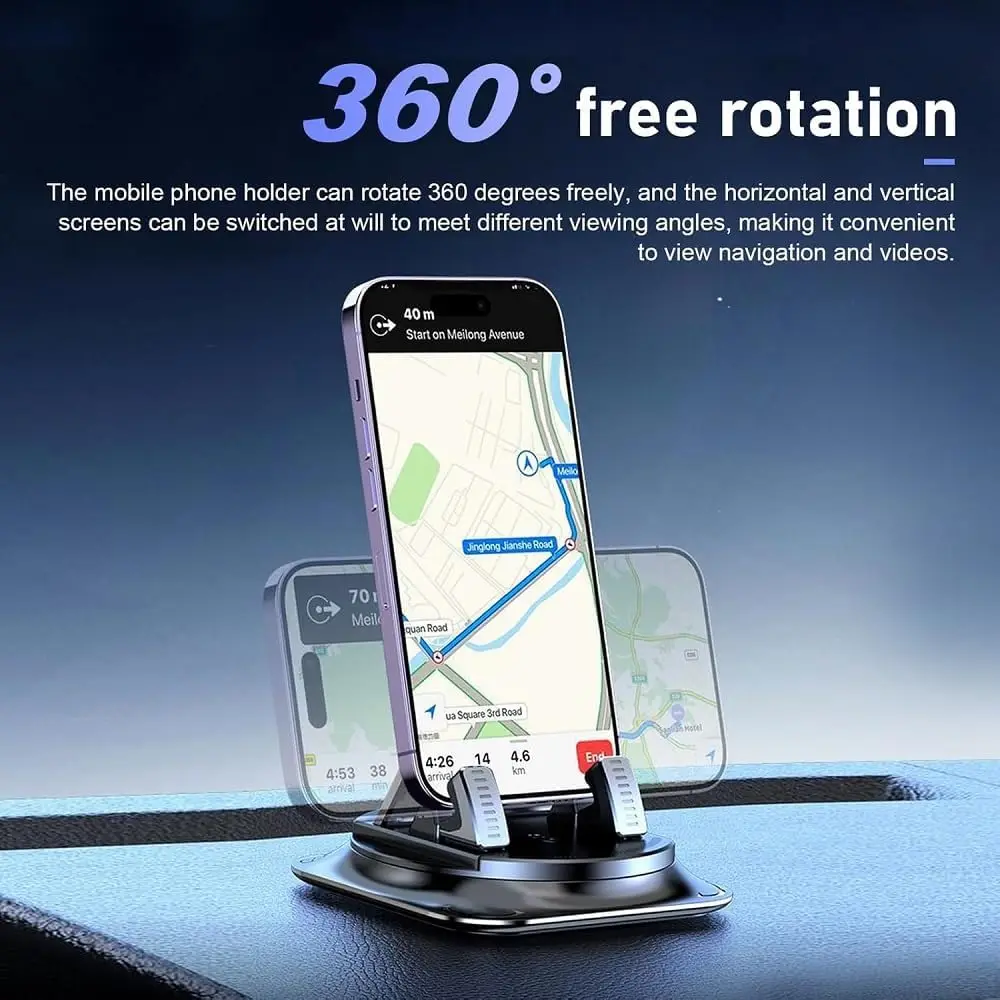 Universal Dashboard Cell Phone Bracket, Non-Slip Silicone Phone Holder with Flexible 360° Rotation for Safe Head-Up Navigation image 3