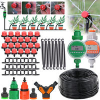 50M-5M DIY Drip Irrigation System Automatic Watering 8-hole Micro Adjustable Dripper Head Sprinkler Nozzle Hose Coupling Adapter