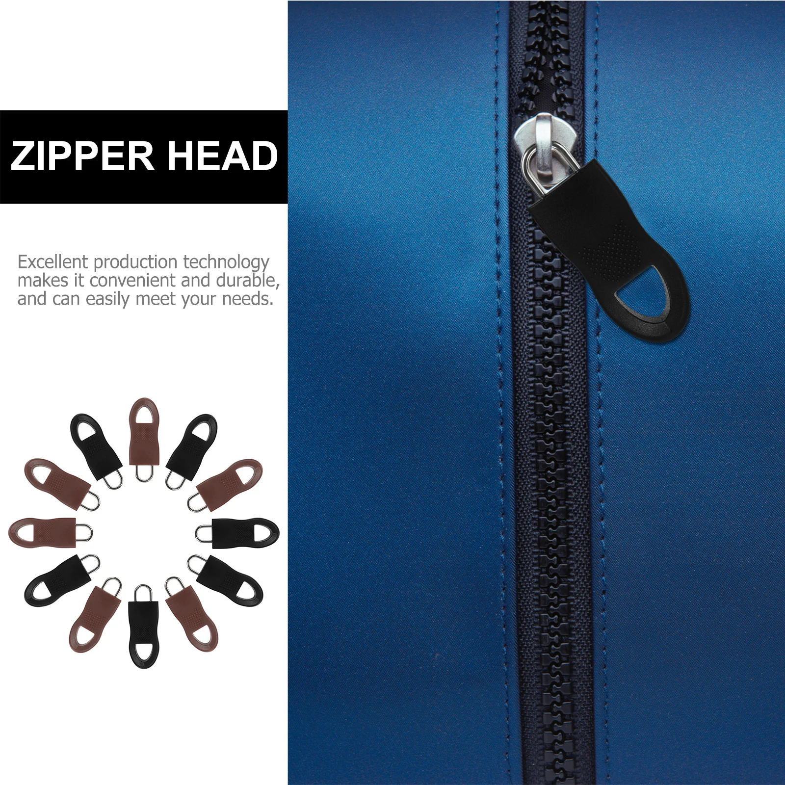 

12Pcs Zipper Pull Tab Durable Bag Zipper Head Multipurpose Repair Pullers for Backpacks Coats Luggage Accessories Replacement