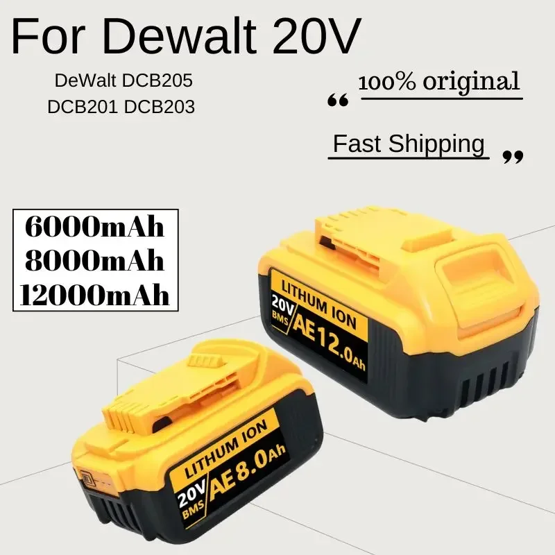 

Запасной аккумулятор DCB2006.0Ah 8.0ah/12.0Ah для DeWalt 20V, аккумулятор, совместимый с инструментами Dewalt 18V/20V