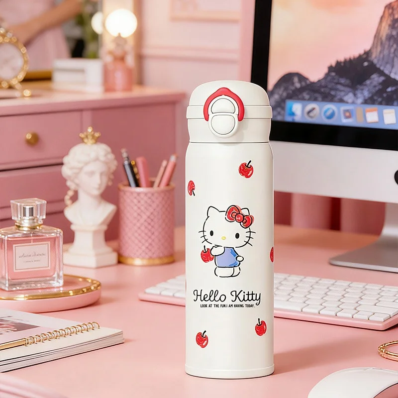 X&W Hello Kitty Theme Insulated Cup 316 Stainless Steel Girl Cute Straw Cups Portable Outdoor Travel Vaccum Flask Perfect Gift