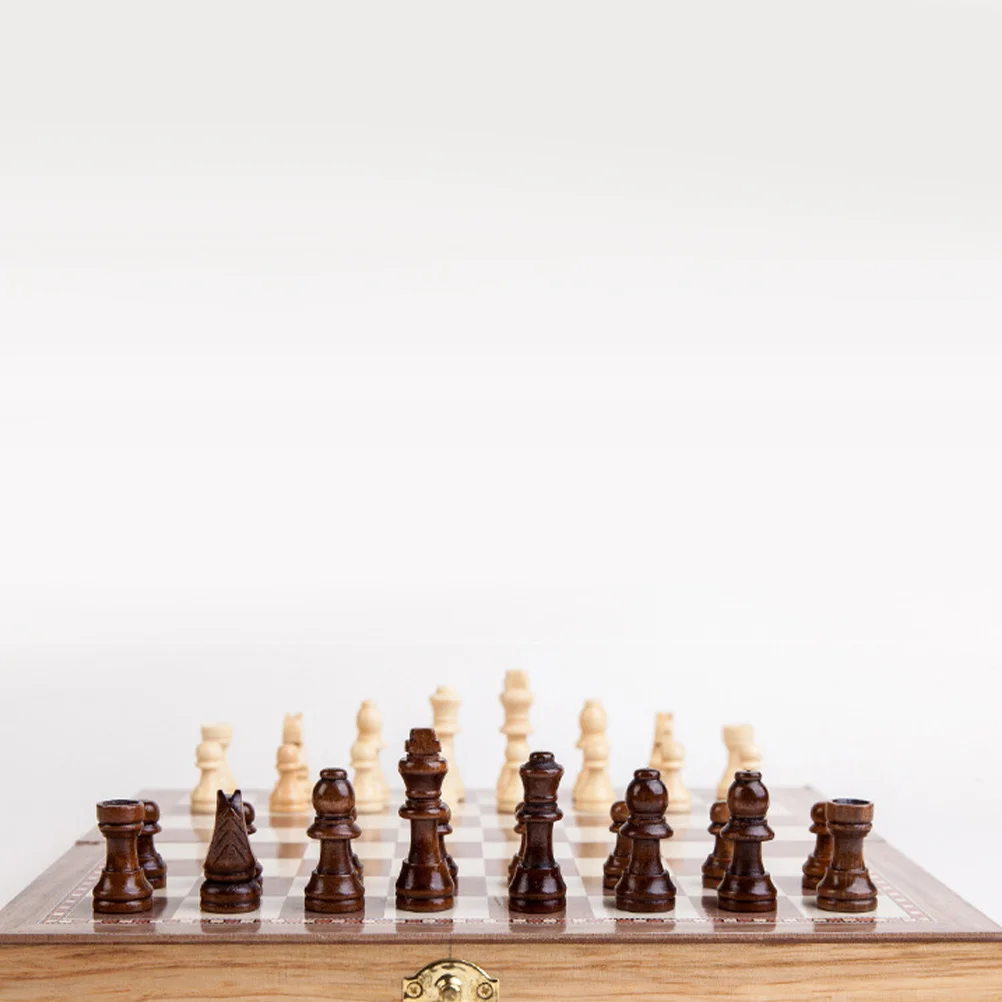 

1 set 3 In 1 Foldable Wooden Checkers Backgammon Set Large Board Storage Portable Travel For Adults Home School Picnic Set