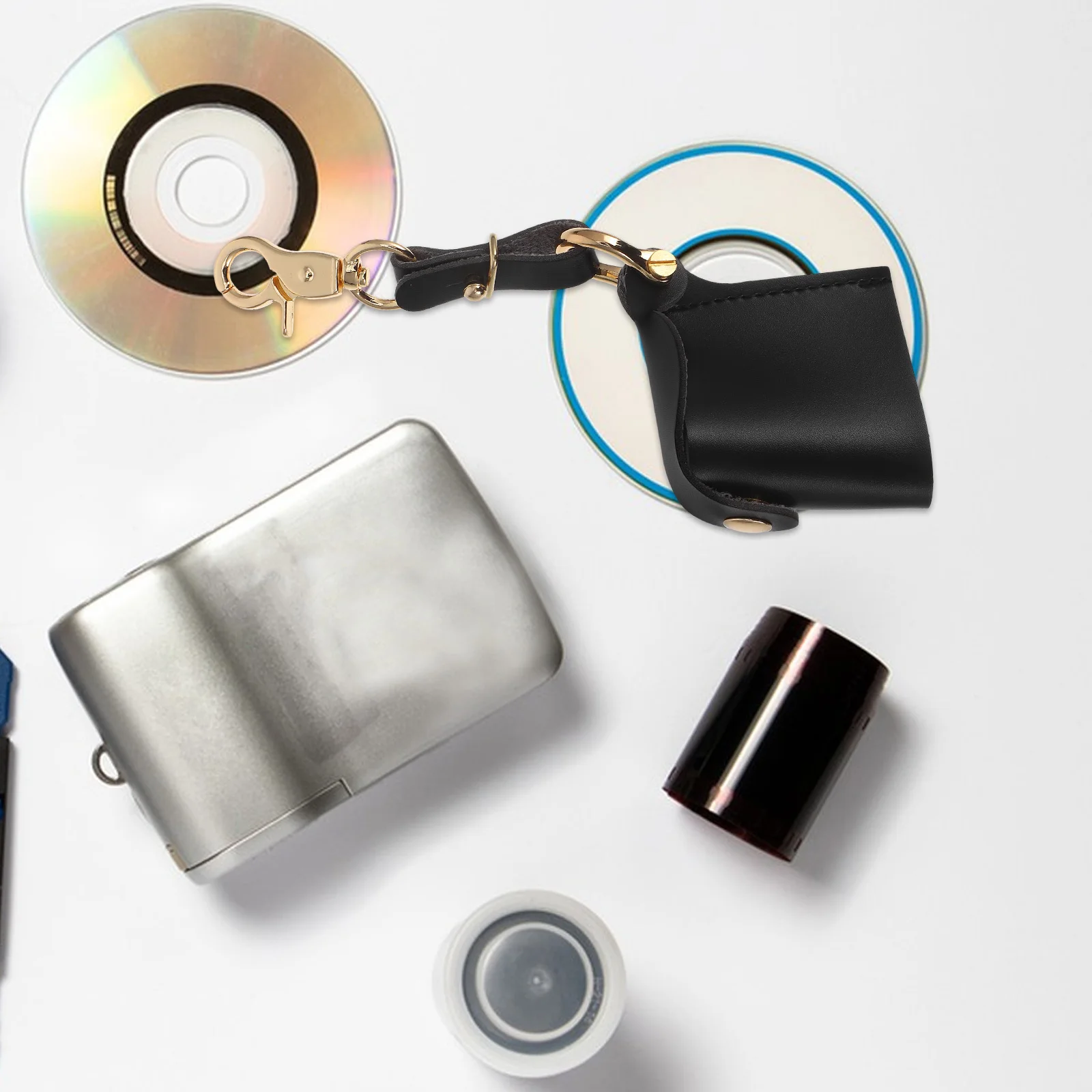 

1pcs Small Keychain Bag Pu Film Storage Case Portable For Outdoor Travel Photography Film Holder Accessory