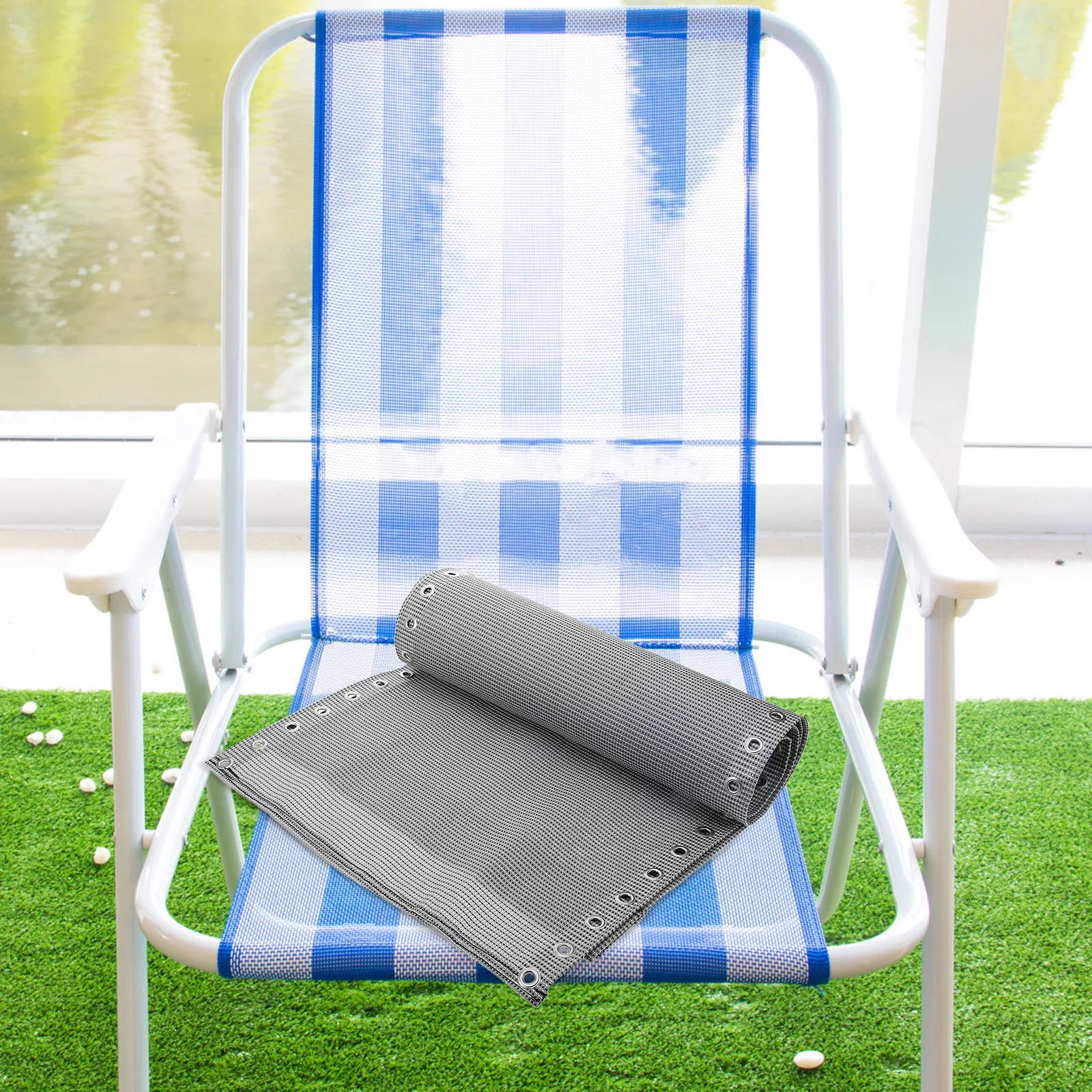 

1Set Chair Replacement Fabric Folding Lounge Chair Cloth Rope Reinforced Elastic Recliner Fabric Breathable Fast Drying Outdoor