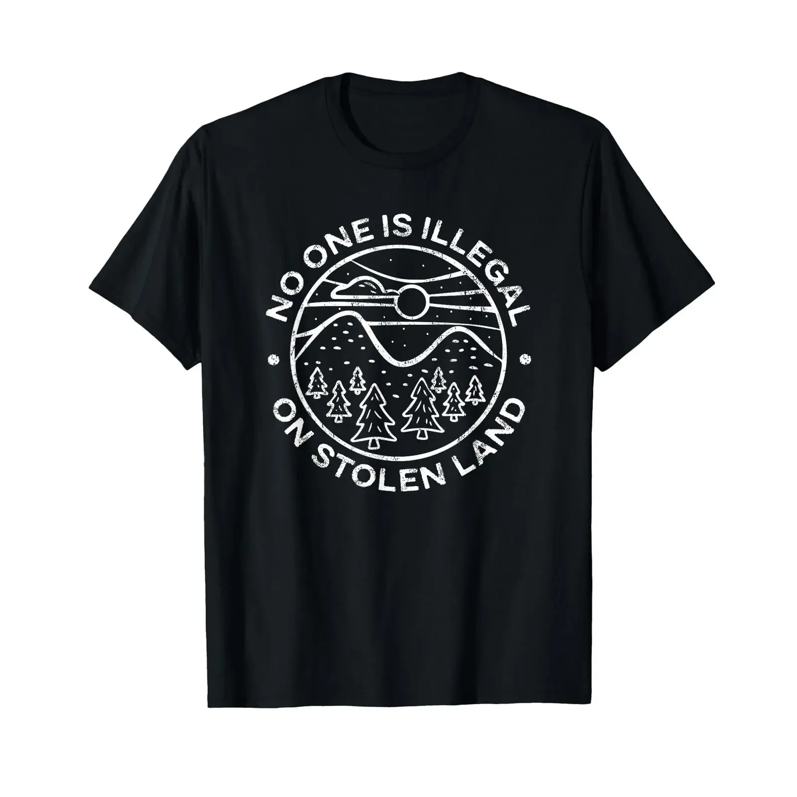 No one is Illegal on Stolen Land Native Tribe T Shirt vintage Washed homme Soft streetwear Top For Everyday Wear Slightly