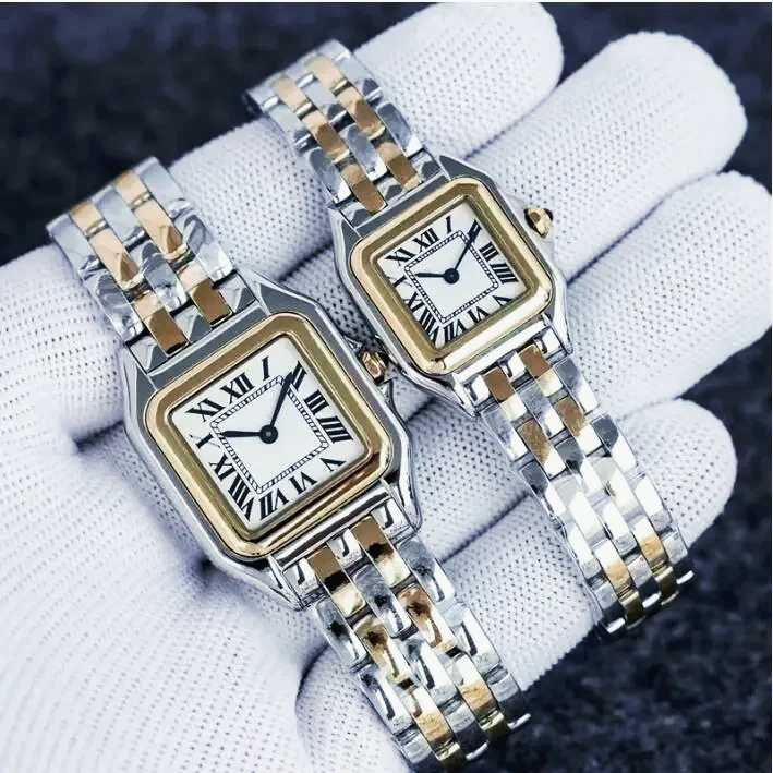 

2026 new style stainless steel bracelet paired with quartz watch, three-color square diamond ladies' watch