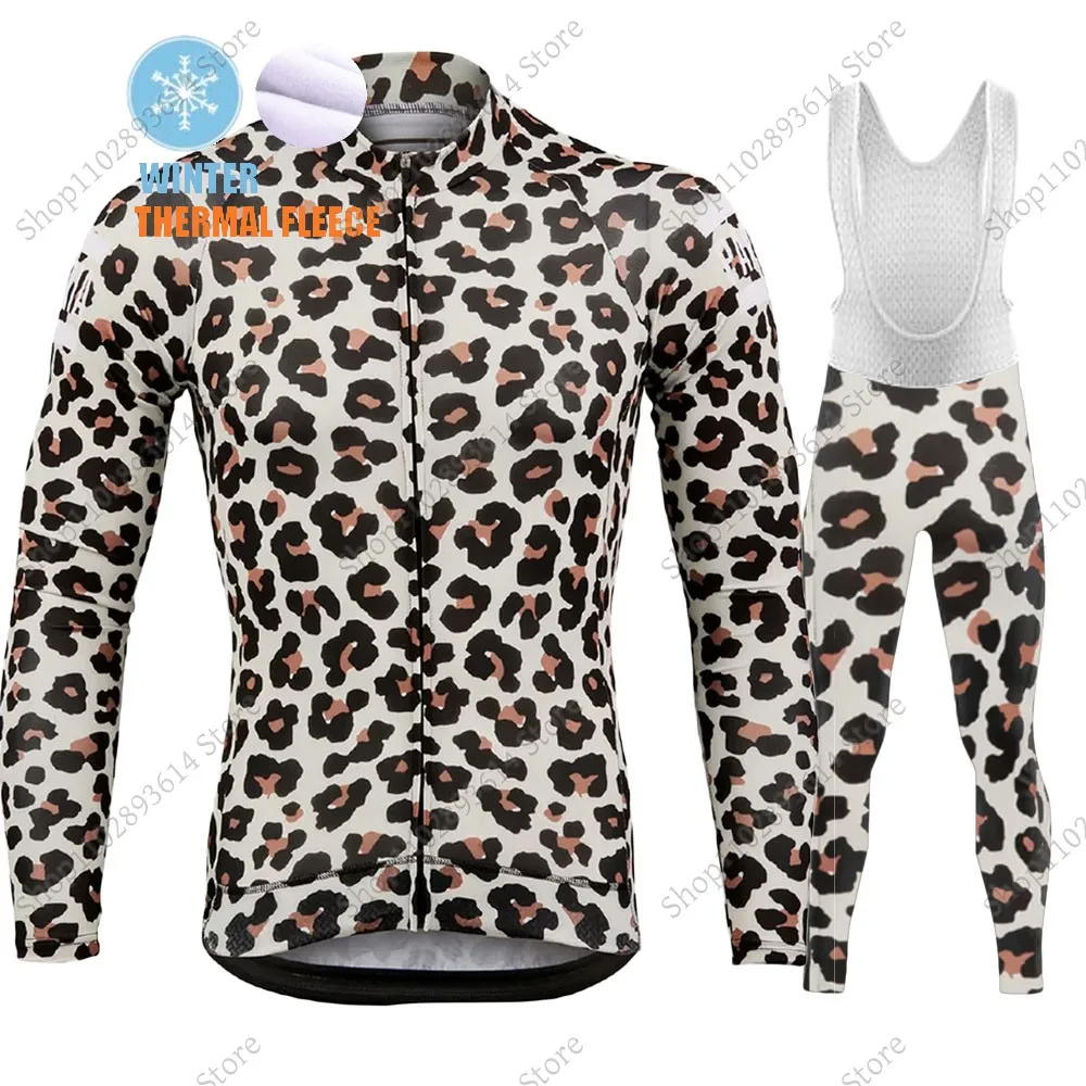 LEOPARD 2024 Cycling Jersey Set Mens Winter Long Sleeve Clothing Suit MTB Bike Road Pants Bib Wear Kits