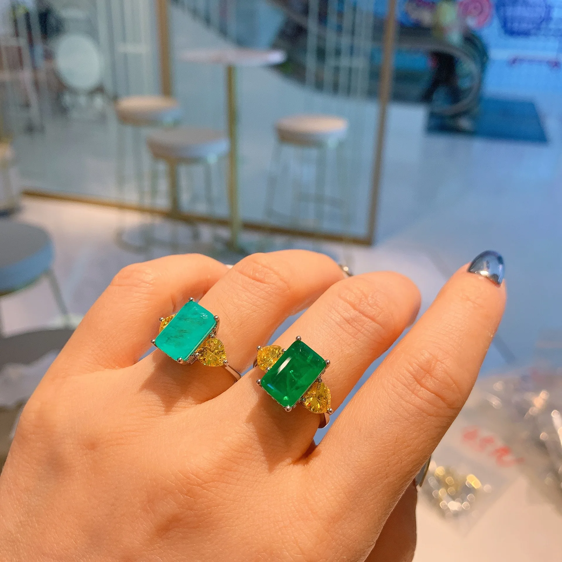 

2024 New Emerald Paraiba Tourmaline Adjustable Ring Gemstone Jewelry Married Accessori Engagement Luxury Vintage Wife Gift