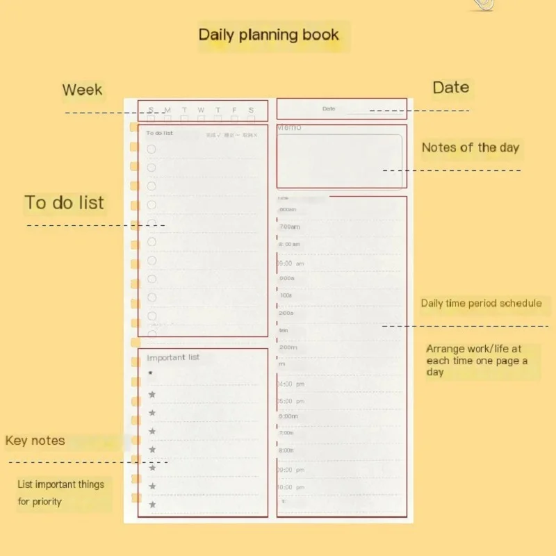 Daily Plan Time Management day Schedule Learning Student\'s Self-discipline Notepad Daily Planner Schedule Planner Organizer Book