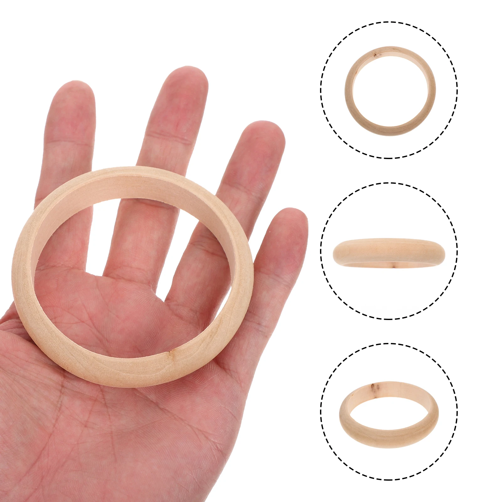 

2Pcs Wooden Bracelets Girls DIY Crafts Unpainted Bangle Kids Toy Smooth Durable H made Accessories Sewing Supplies
