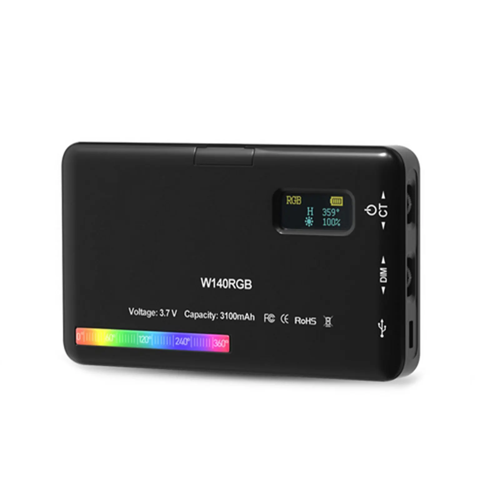 أضواء كاشفة صغيرة W140 لكاميرا GroPro RGB ملونة 3100 مللي أمبير في الساعة ضوء تصوير مع مشهد مختلف تأثيرات خاصة ABS ملء الضوء